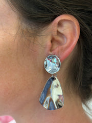 Clip-On Two Tier Silver Earrings