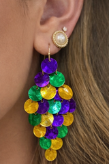 Mardi Gras Circle Drop Earrings
