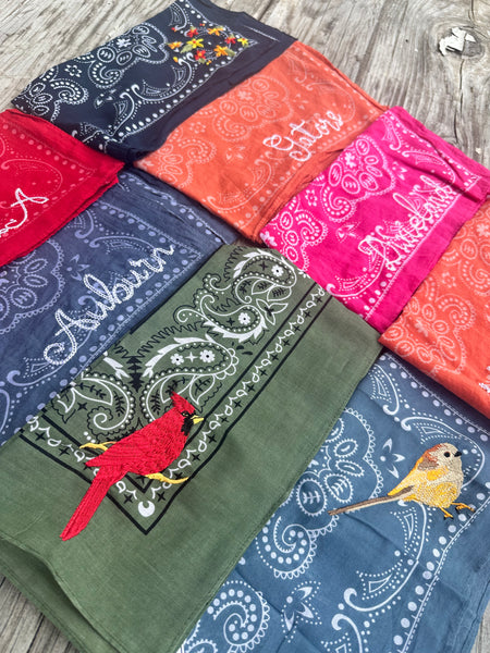 Embroidered Bandanas - Different colors and Stitches