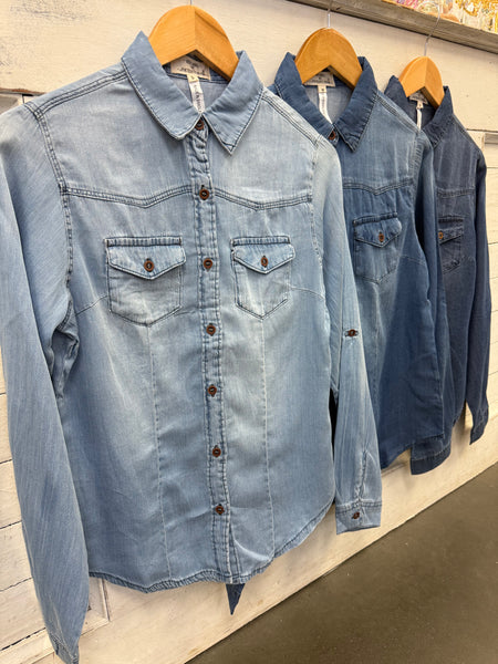 Monica Denim Button Up-3 Colors