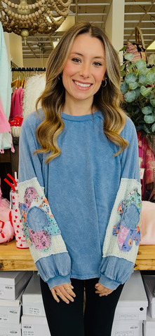 Patchwork Flowers Top - 2 Colors