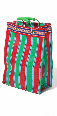 Recycled Rectangle Red, Blue  and Green Tote