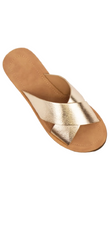 Lucy Gold Cross Strap Slide
