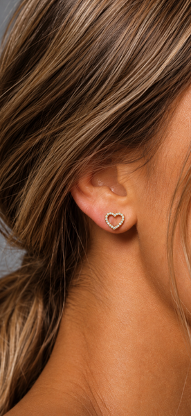 Skelton Heart Earrings - Gold