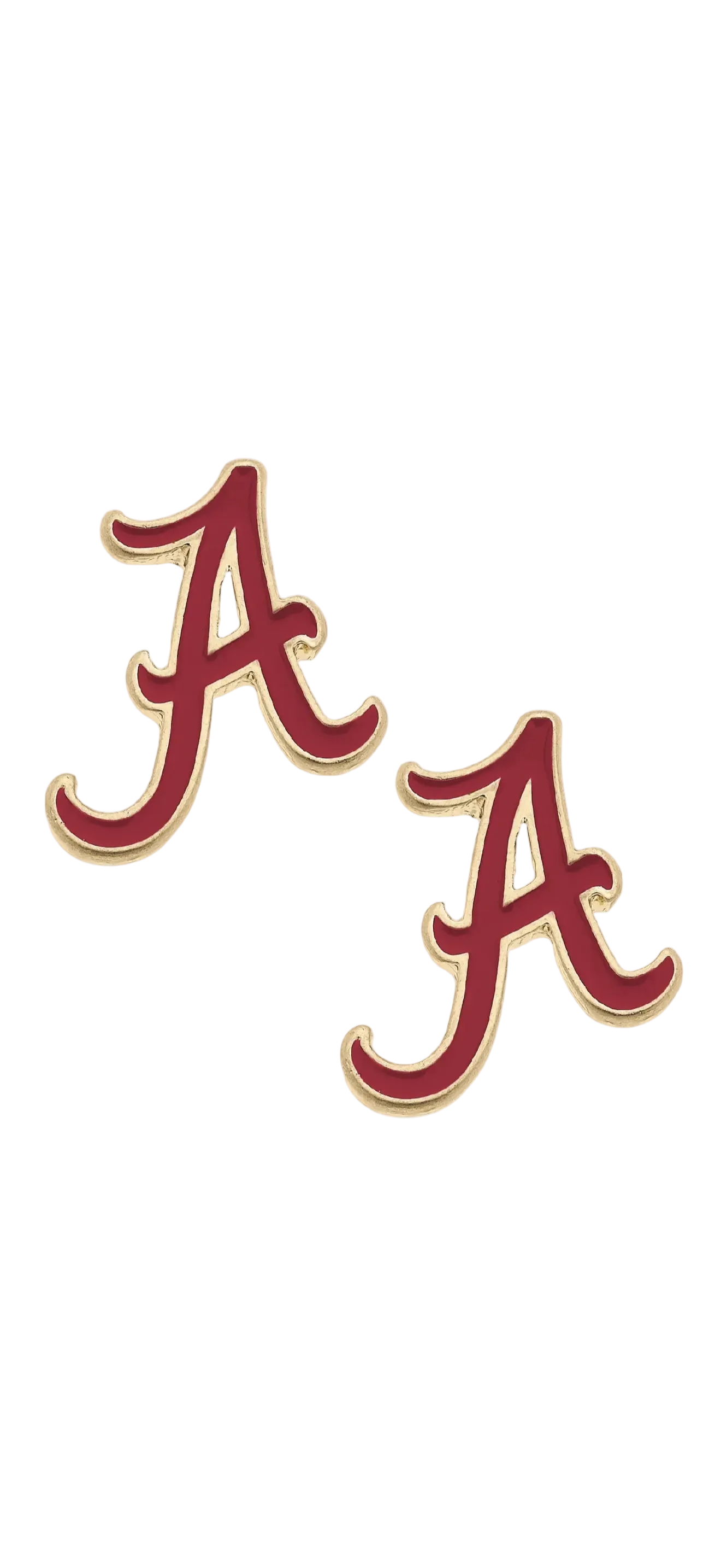 Alabama Crimson Tide Enamel Logo Stud Earrings in Shiny Gold