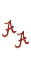 Alabama Crimson Tide Enamel Logo Stud Earrings in Shiny Gold