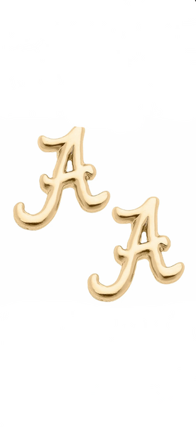 Alabama Crimson Tide 24K Gold Plated Stud Earrings