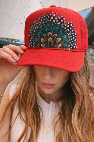 Iconic Feather Trucker Hats - 7 Colors