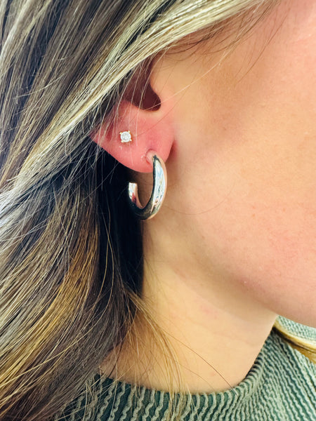 Beville Petite Silver Hoop Earrings