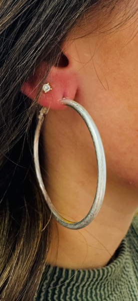Frankie Lever Back Worn Silver Hoops