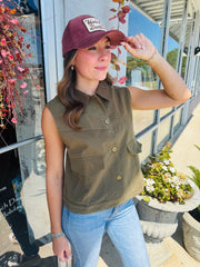 Addie Twill Vest  - 2 Colors