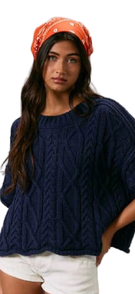 Navy Baby Cable Sweater