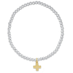enewton classic sterling mixed metal 3mm bead bracelet - signature cross gold charm