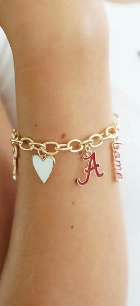 Alabama Crimson Tide Enamel Icons Charm Bracelet