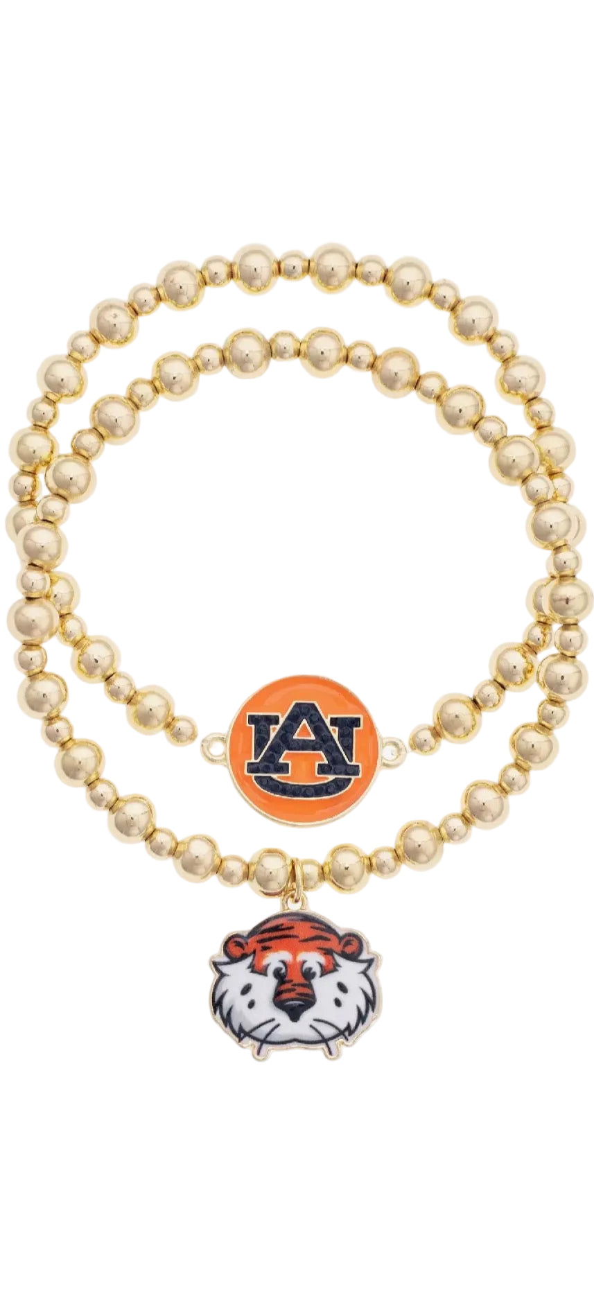 Auburn Ball Bead Bracelet Set of 2