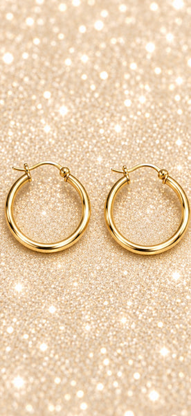 Almost 1 inch 14k Dipped Gold Hoop Earrings