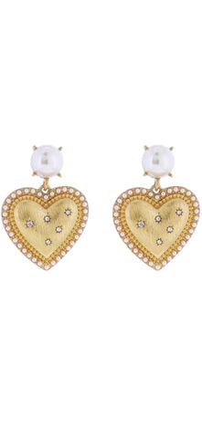 Vitrail Greenl & Gold Crystal Ball Dotted Metal Hoops