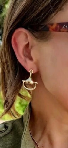 Celeste Snaffle Bit Earrings in Shiny Gold