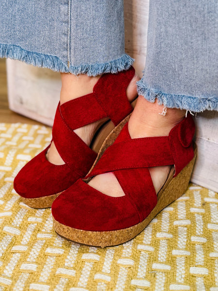 Corky's Case Closed Clog - Dark Faux Red Suede