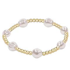 enewton 6.25" Admire Gemstone Gold 3mm Bead Bracelet - Pearl