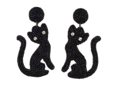 Spooky Cat Beaded Earrings