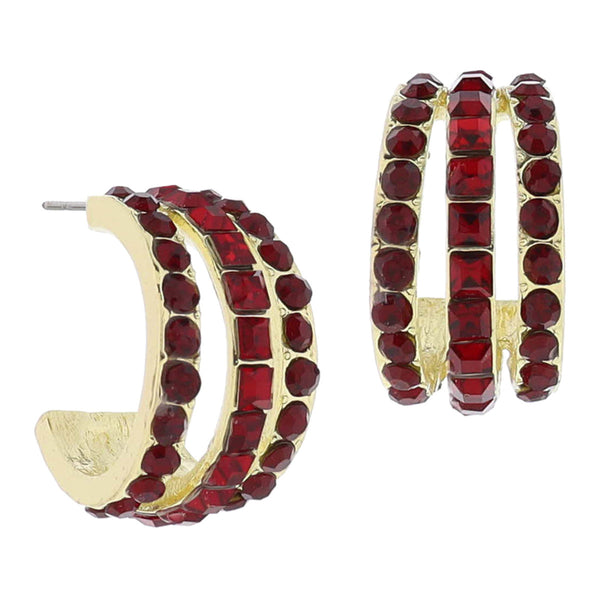 Jane Marie Crystal Hoop Cluster Earrings - 12 Colors