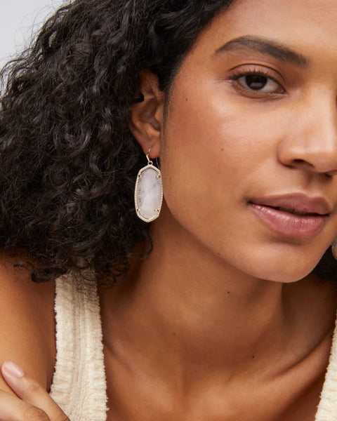 Kendra Scott Elle Gold Drop Earrings in Rose Quartz