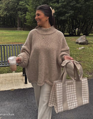 Casemate Jelly Tote Bag- Latte Gingham Bow