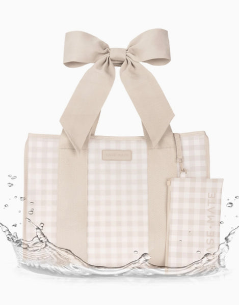 Casemate Jelly Tote Bag- Latte Gingham Bow