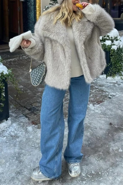 Margie Drama Oversized Lapel Faux Fur Coat