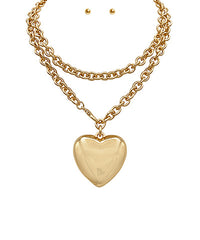 Georgia Puff Heart Necklace-Gold or Silver