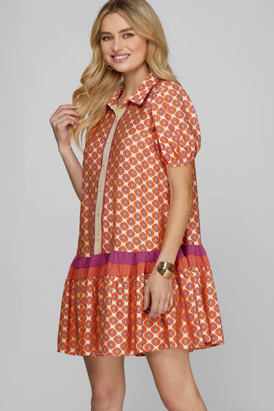 Floral Bloom Dress - Coral