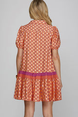 Floral Bloom Dress - Coral