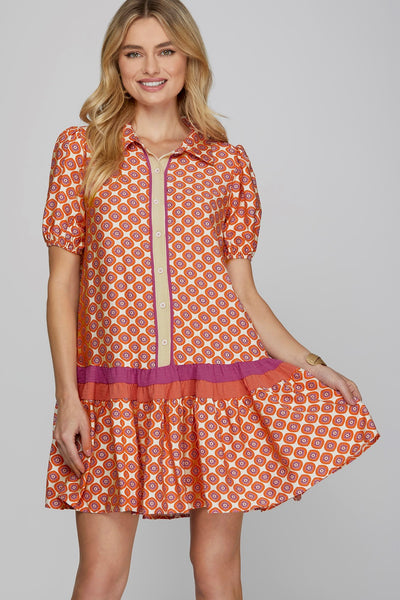 Floral Bloom Dress - Coral