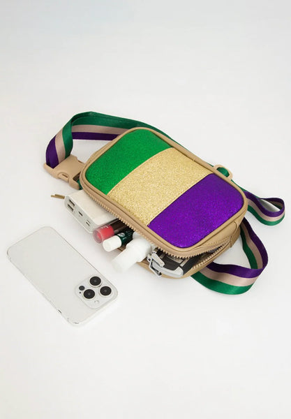 Mardi Gras Sparkle Stripe Belt Bag