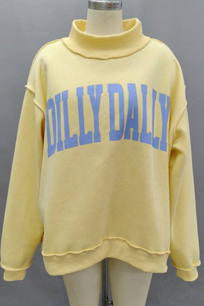 Dilly Dally Mock Neck Sweatshirt - Yellow