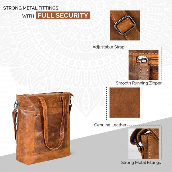 Bunbury Classic Leather Tote Bag - Camel