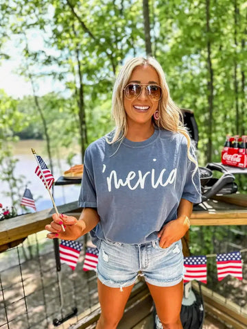 Merica Puff Letter Graphic Tee