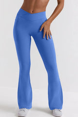 Cross Band Yoga Active Flare Leggings with Pocket - 4 Colors