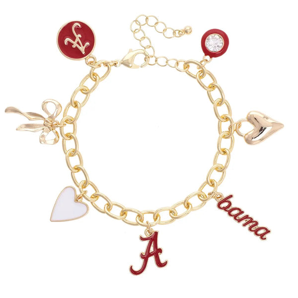 Alabama Crimson Tide Enamel Icons Charm Bracelet