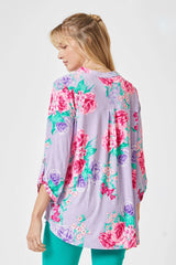 Dear Scarlett Purple Roses Medallion Top - Plus
