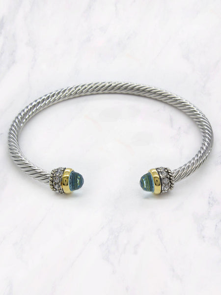 Mixed Metal Cable Bracelet - Aqua