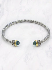 Mixed Metal Cable Bracelet - Aqua