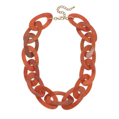 Cheryl Statement Resin Linked Chain Necklace - Burnt Orange