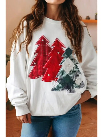 Plaid Patch Christmas Tree Sweatshirt