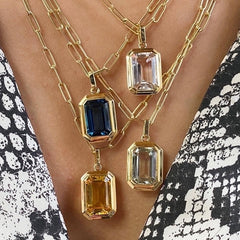 Vintage Style Stone Pendant Necklace - 4 colors