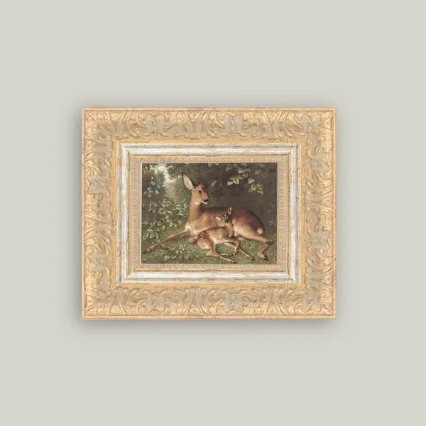 Doe With Fawn Framed Art