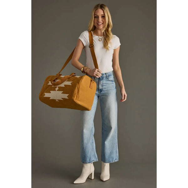 Camel and Cream Aztec Duffle