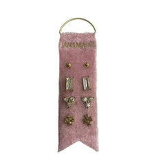 Petite Stud Earring Sets on Velvet Ribbon - 8 Varieties