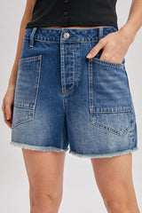 Denim Patch Pocket Barrel Shorts